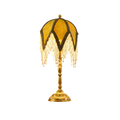 Aurelia Vintage Fringed Table Lamp - Amber Stained Glass