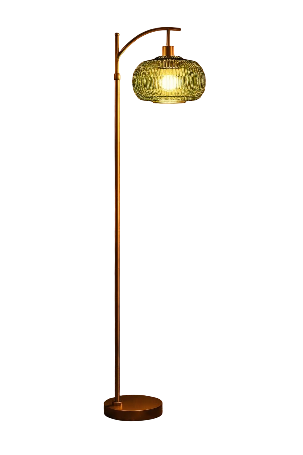 The Verdeluxe Arched Floor Lamp - Emerald Glass & Brass