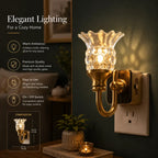 3000K LED Floral Plug-In Night Light  Auto Sensor Wall Night Light with 0–100LM Adjustable Brightness for Bedroom, Hallway & Stairway