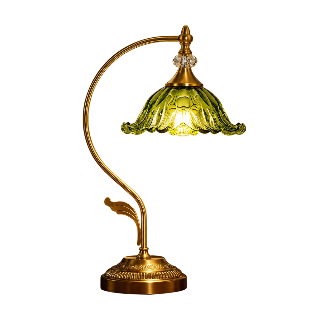 Vintage Emerald Glass Table Lamp