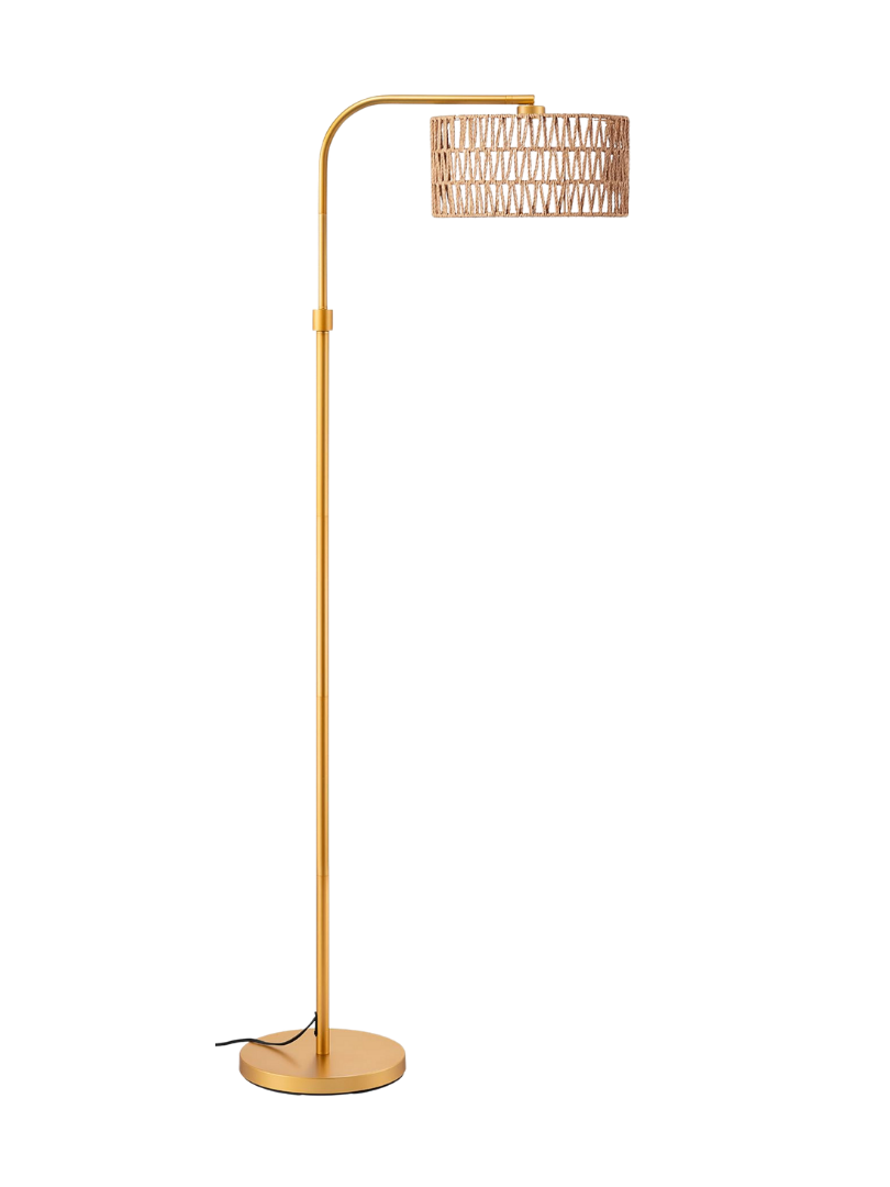 LumeVellum Woven Rattan Floor Lamp