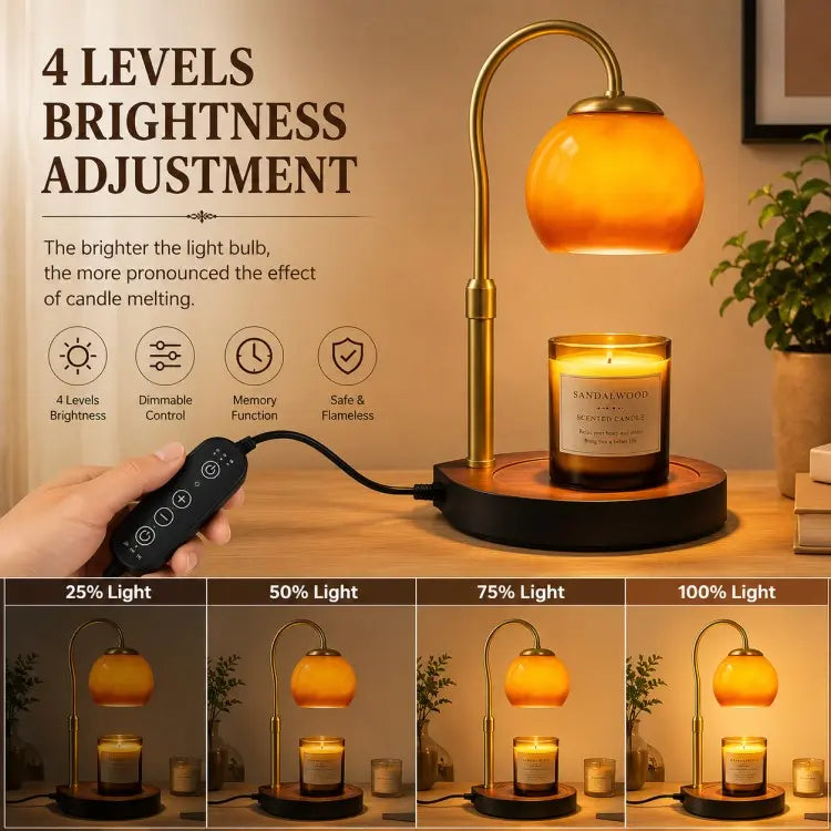 Adjustable candle warmer lamp with timer and dimmer, electric wax warmer for scented jar candles, flameless home fragrance and cozy home décor