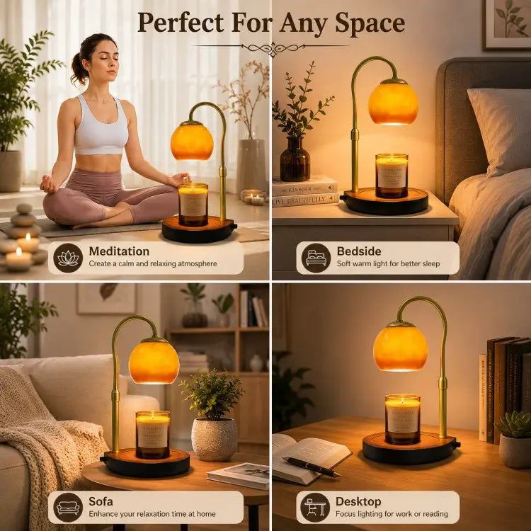 Adjustable candle warmer lamp with timer and dimmer, electric wax warmer for scented jar candles, flameless home fragrance and cozy home décor