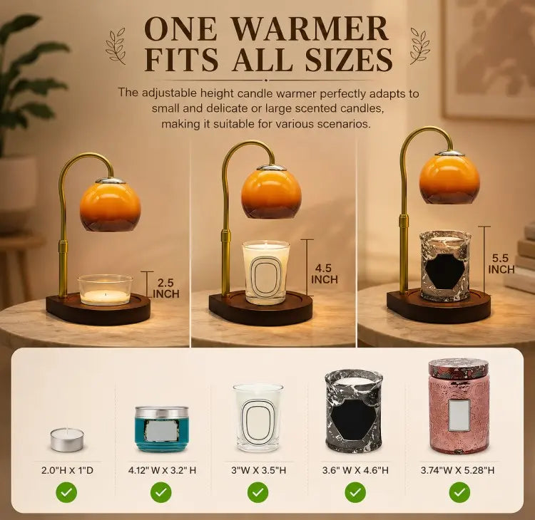 Adjustable candle warmer lamp with timer and dimmer, electric wax warmer for scented jar candles, flameless home fragrance and cozy home décor