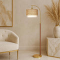 LumeVellum Woven Rattan Floor Lamp