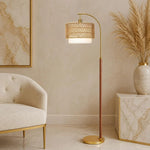 LumeVellum Woven Rattan Floor Lamp