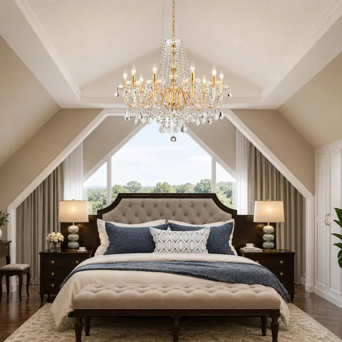 Modern 10-Light Chrome Crystal Chandelier for Dining Room, Luxury Large Pendant Ceiling Light Fixture for Living Room, Bedroom, Foyer & Entryway