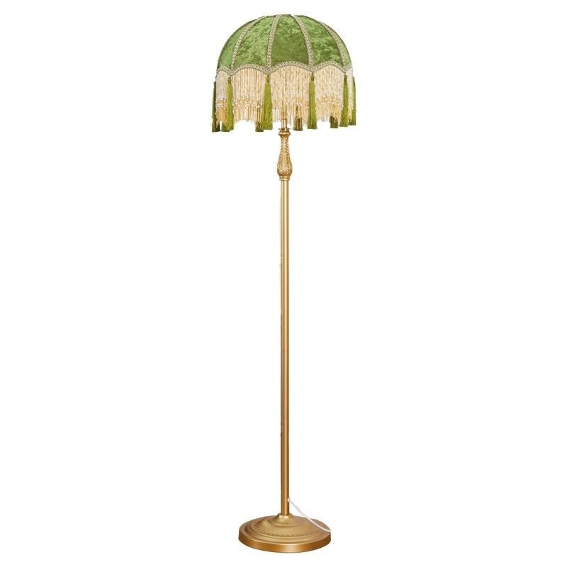 French Pastoral Retro Vintage Design Living Room Sofa Floor Lamp Middle Ancient Tassel Study Vertical Lamp