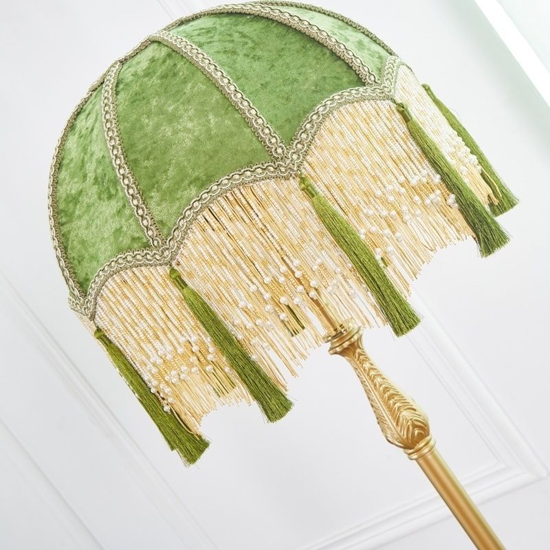 French Pastoral Retro Vintage Design Living Room Sofa Floor Lamp Middle Ancient Tassel Study Vertical Lamp