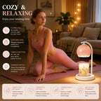 pink and white candle warmer lamp with timer and dimmer, electric wax warmer for scented jar candles, flameless home fragrance and cozy home décor