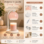 White and gold candle warmer lamp with timer and dimmer, electric wax warmer for scented jar candles, flameless home fragrance and cozy home décor