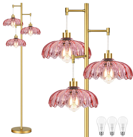 Room,Bedroom,Gold Flower Mid Century Modern Standing Lamp