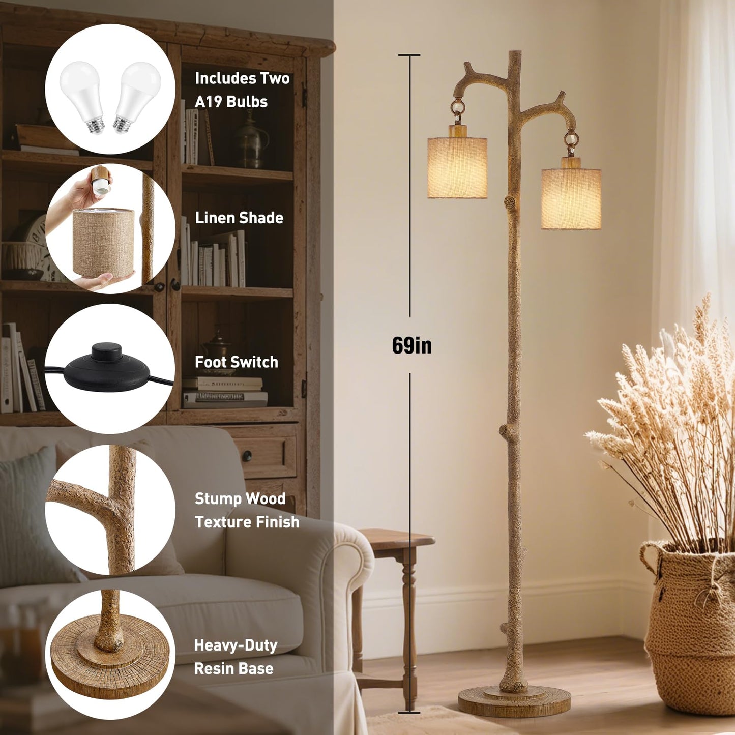 Rustic Floor Lamp for Living Room